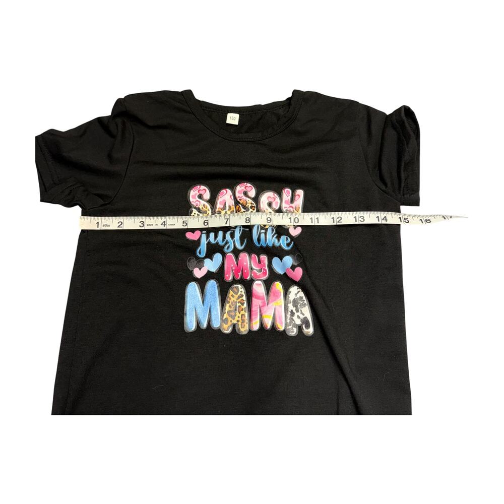 Girls Black Sassy Just Like My Mama Graphic Tee Size 7 8 - Picture 4 of 7